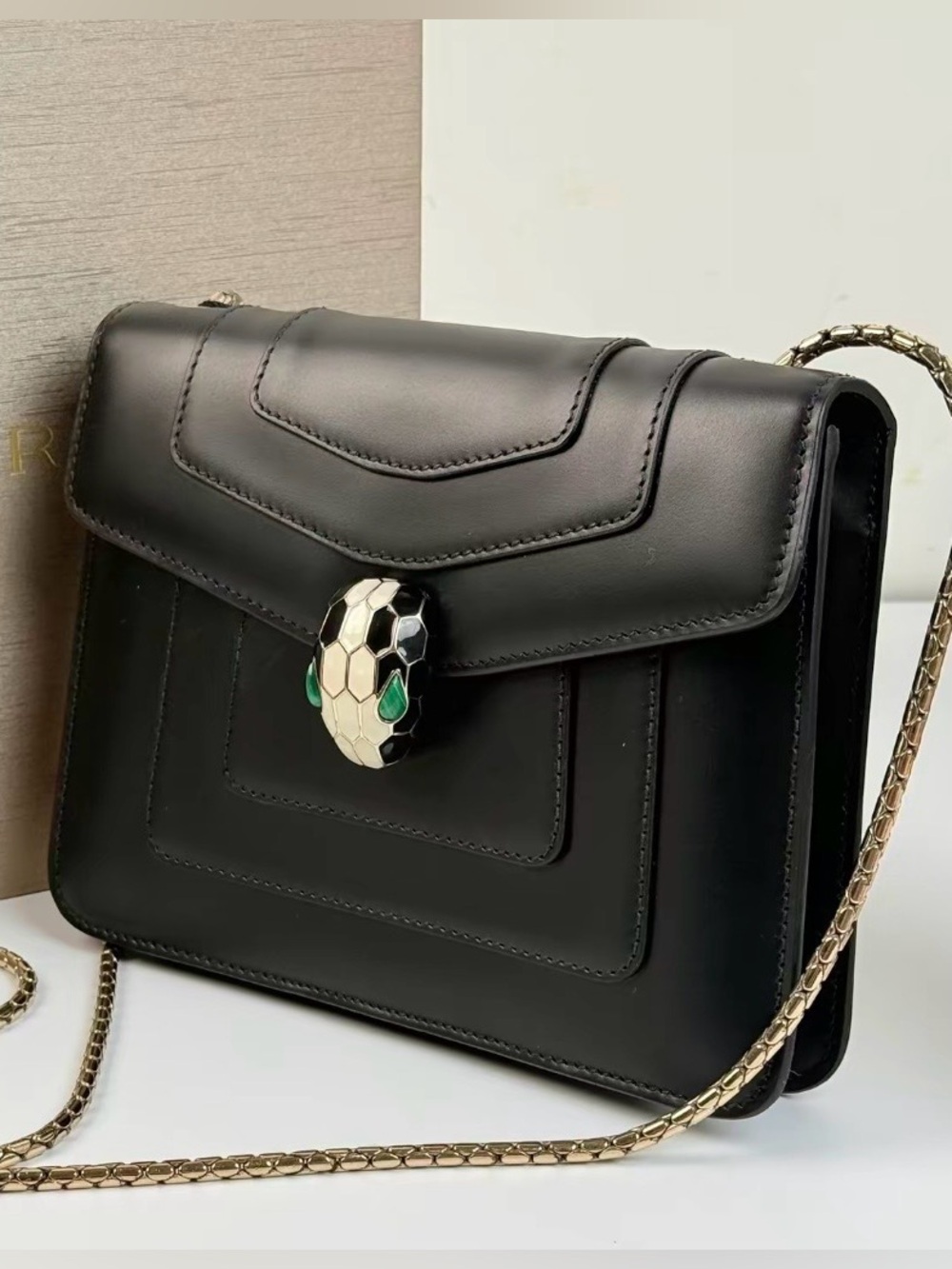 BVLGARI Serpenti Forever Crossbody Bag in Black Leather